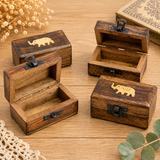Mini boîte trésor en bois de manguier - Éléphant porte-bonheur