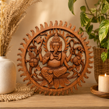 Panneau décoratif en bois sculpté balinais - Ganesh (40 cm)