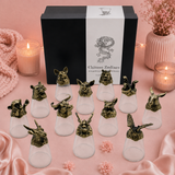 Coffret 12 verres à shot (25 ml) - Créatures du zodiaque chinois - Bronze antique