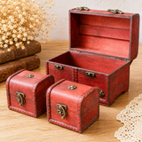 Set de 3 coffres Classiques - Bois rouge antique
