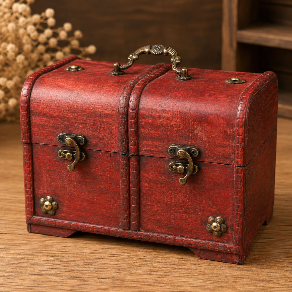 Set de 3 coffres Classiques - Bois rouge antique