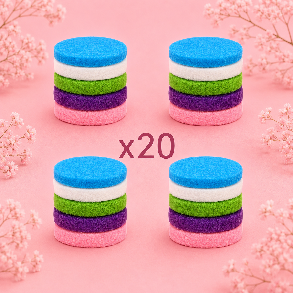 Lot de 20 buvards de recharge pour collier et bracelet diffuseur - 25 mm