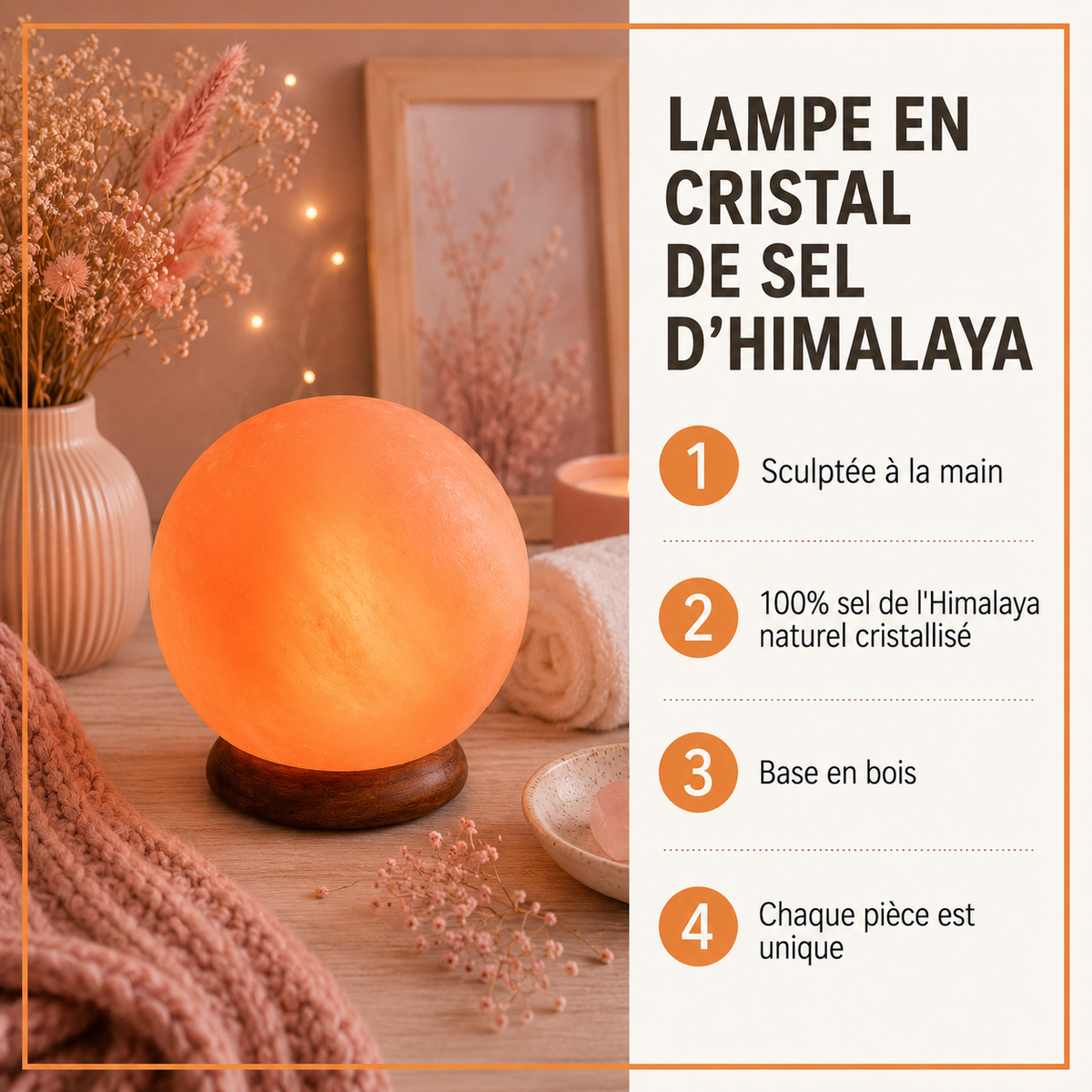 Lampe de sel de l'Himalaya Sphère Moon