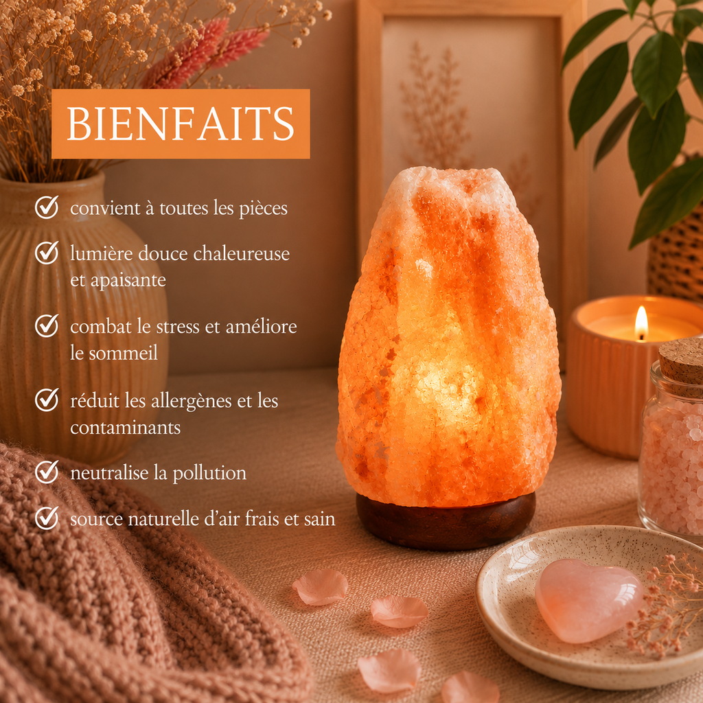 Lampe USB en cristal de sel de l'Himalaya Rock - 12 cm