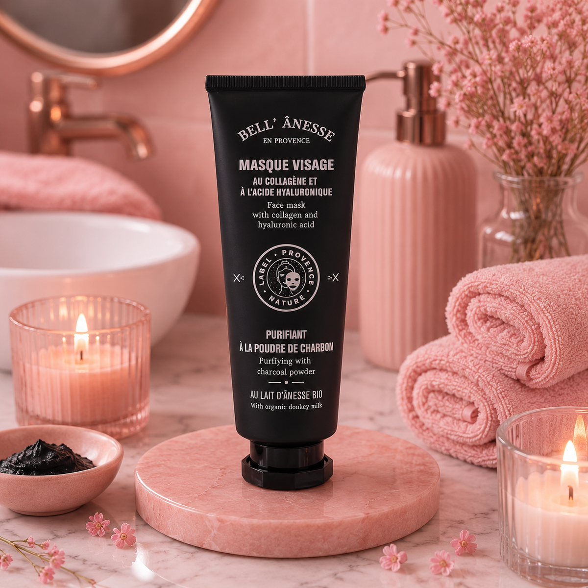 Masque visage purifiant charbon et lait d'ânesse bio - 120 ml