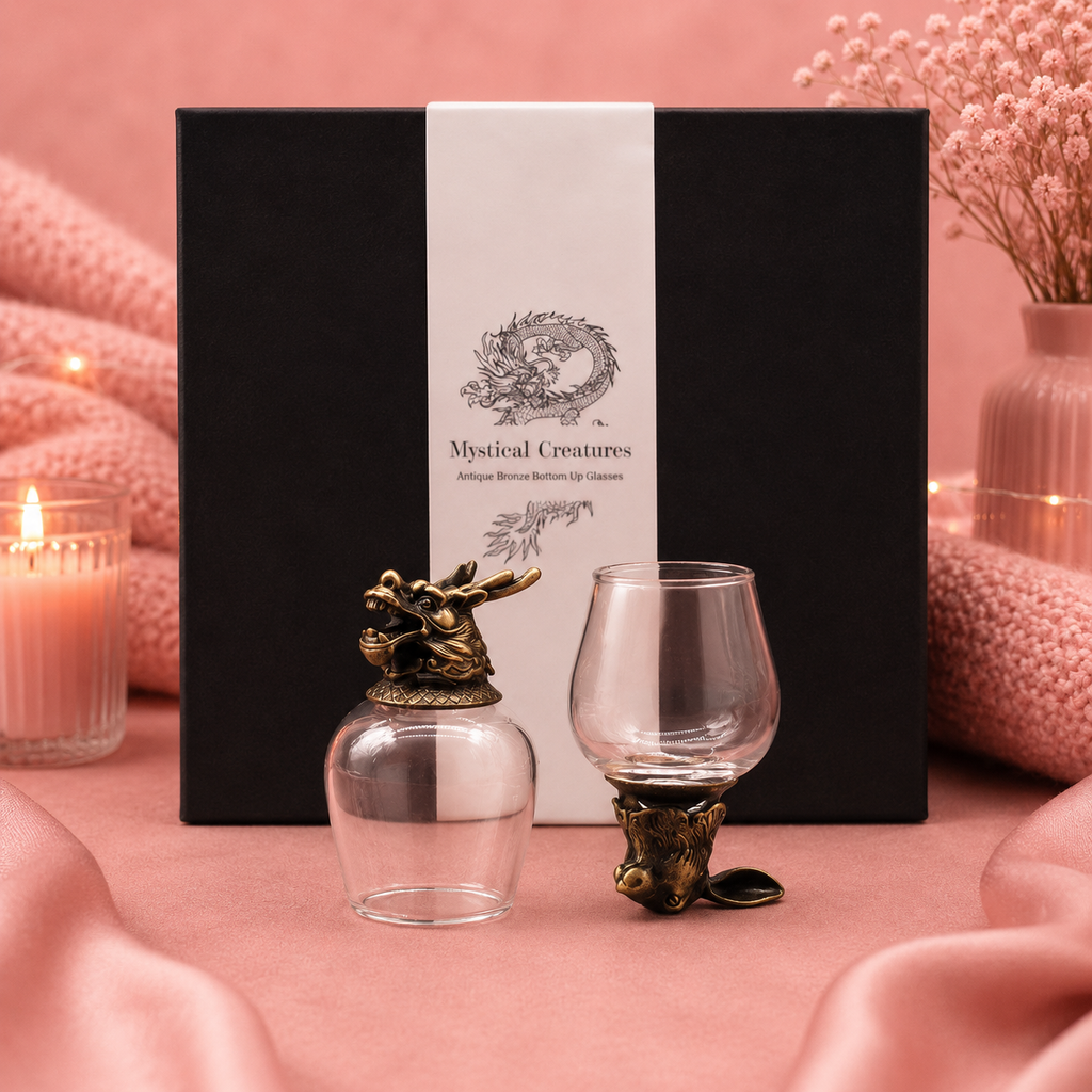 Coffret 6 Verres à shot bottom up (100 ml) - Créatures mystiques - Bronze antique