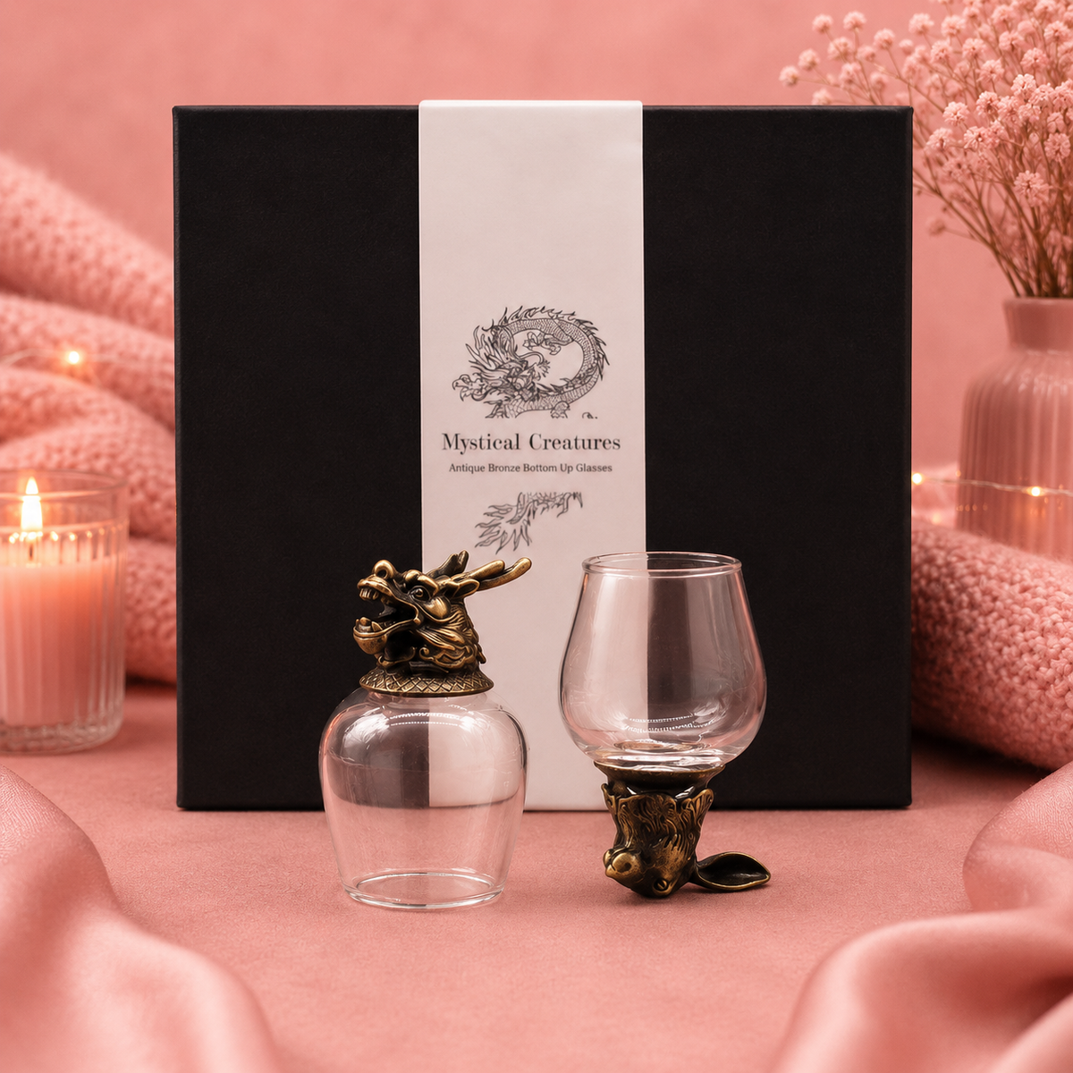 Coffret 6 Verres à shot bottom up (100 ml) - Créatures mystiques - Bronze antique