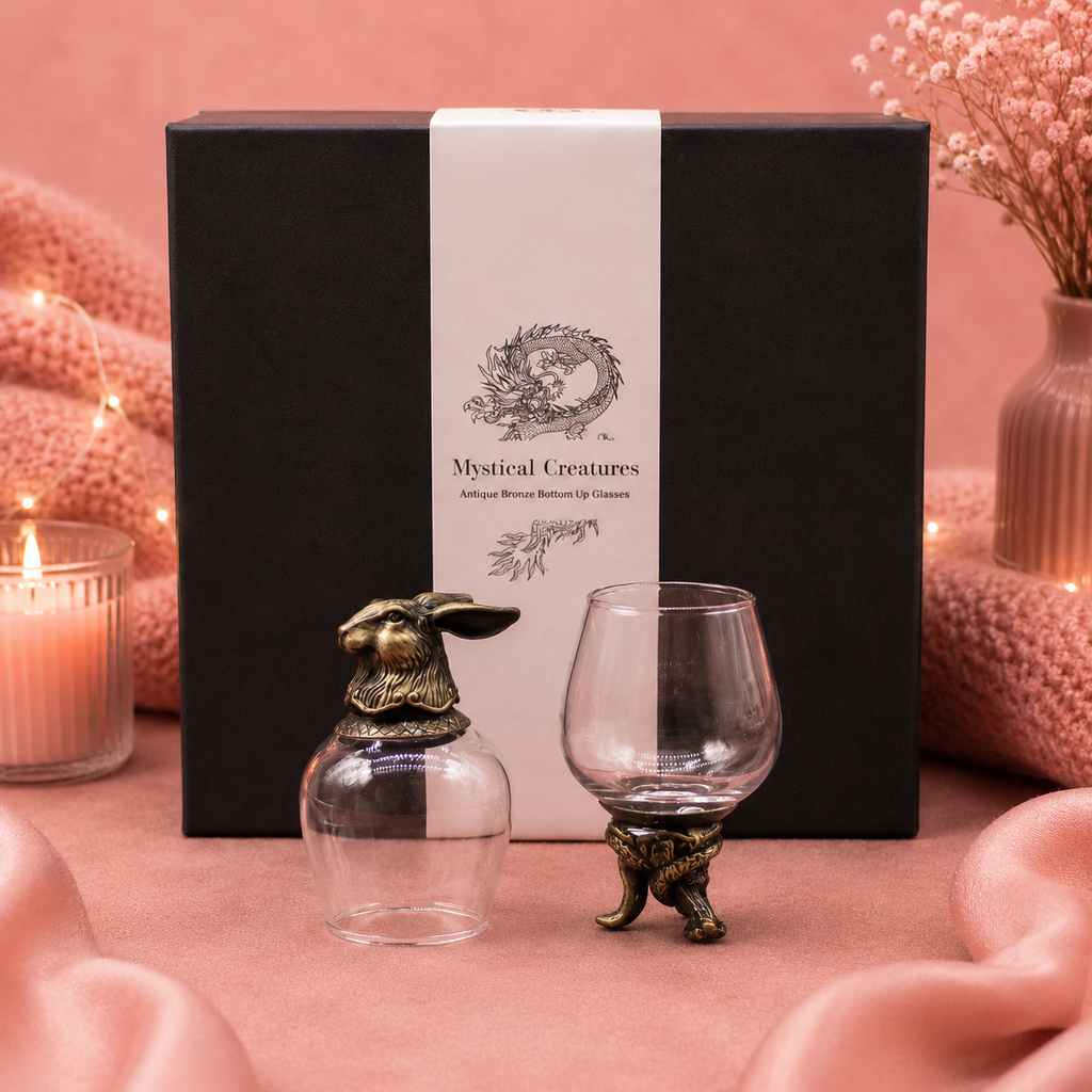 Coffret 6 Verres à shot bottom up (100 ml) - Créatures mystiques - Bronze antique
