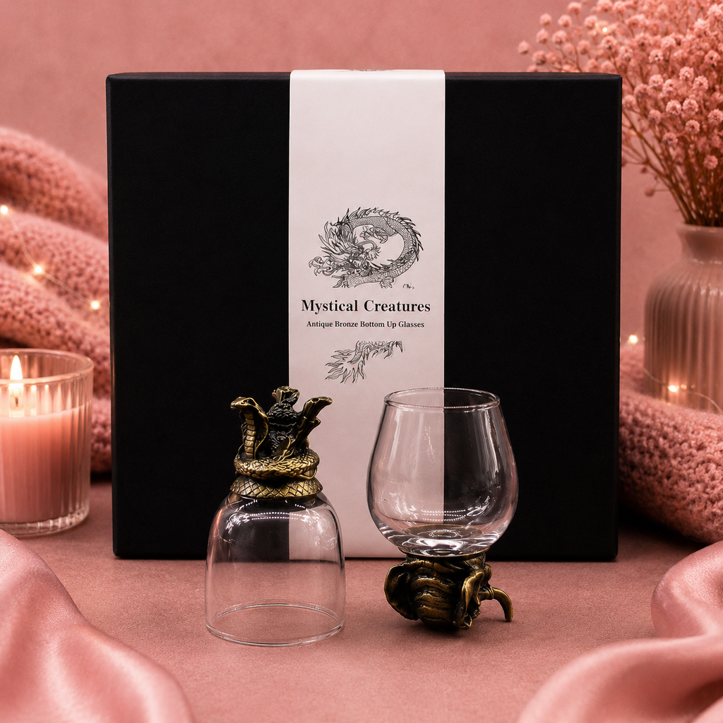Coffret 6 Verres à shot bottom up (100 ml) - Créatures mystiques - Bronze antique