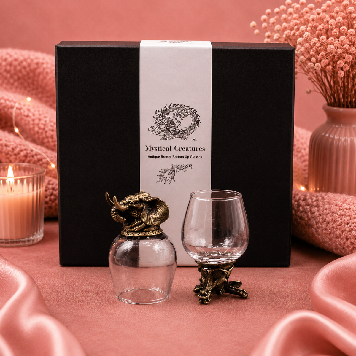 Coffret 6 Verres à shot bottom up (100 ml) - Créatures mystiques - Bronze antique