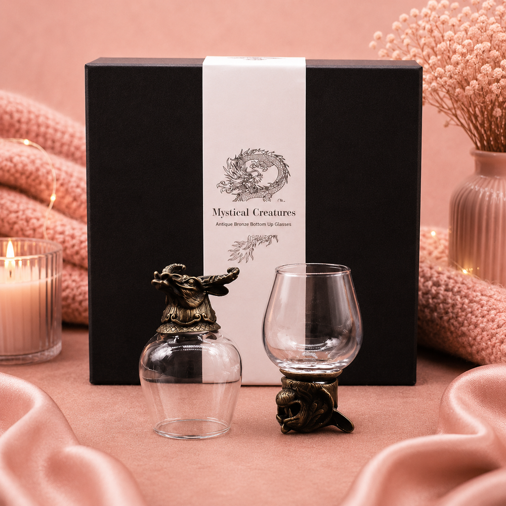 Coffret 6 Verres à shot bottom up (100 ml) - Créatures mystiques - Bronze antique