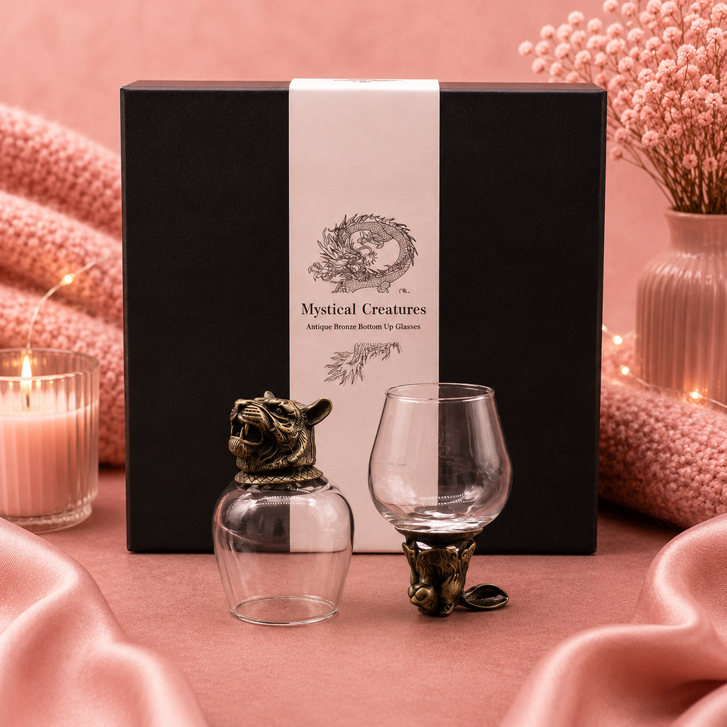 Coffret 6 Verres à shot bottom up (100 ml) - Créatures mystiques - Bronze antique