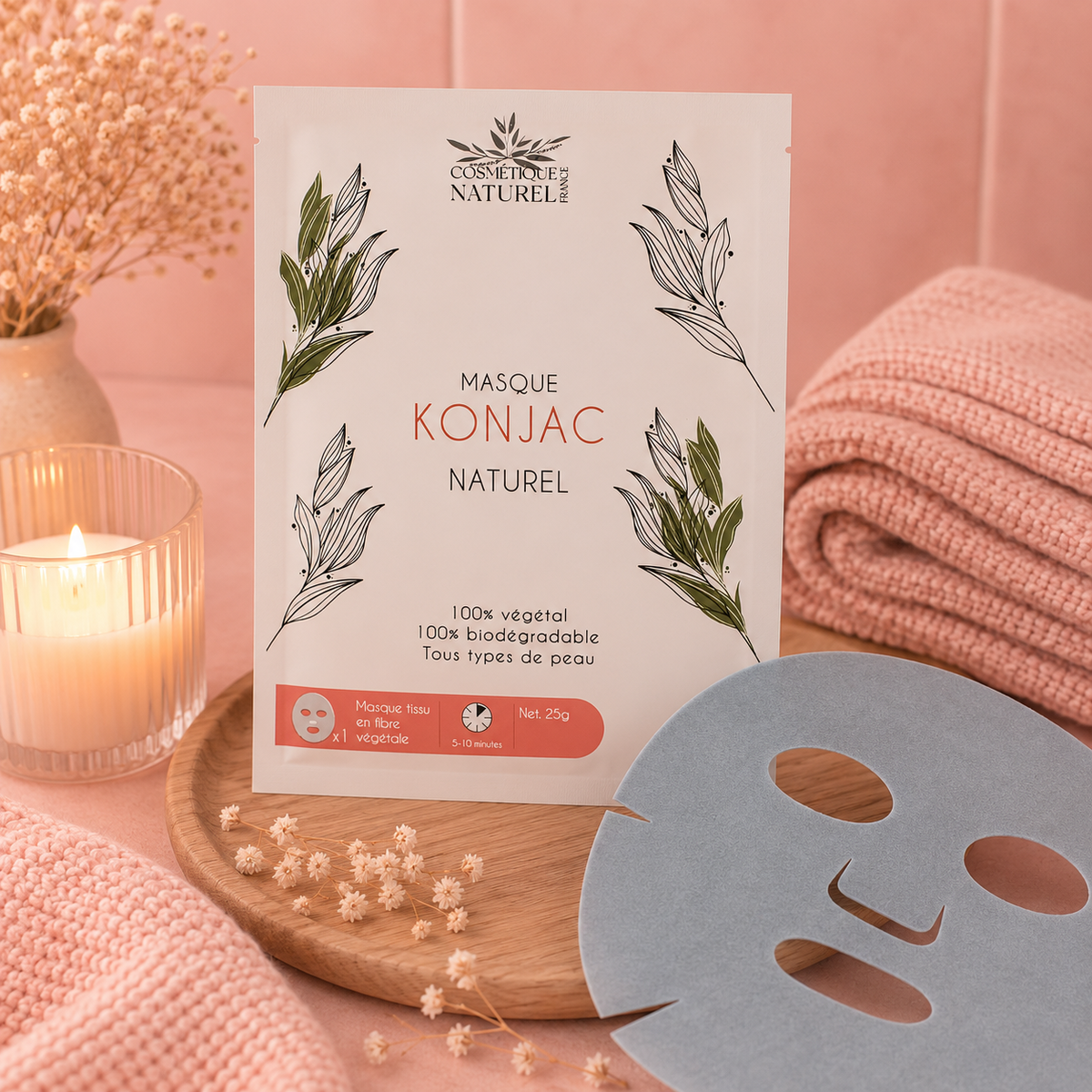 Masque au Konjac - Charbon de bambou - CONTRE L'ACNÉ ET LES POINTS NOIRS