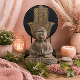 Ensemble Bouddha Feng Shui - Main de Fatma - Gris