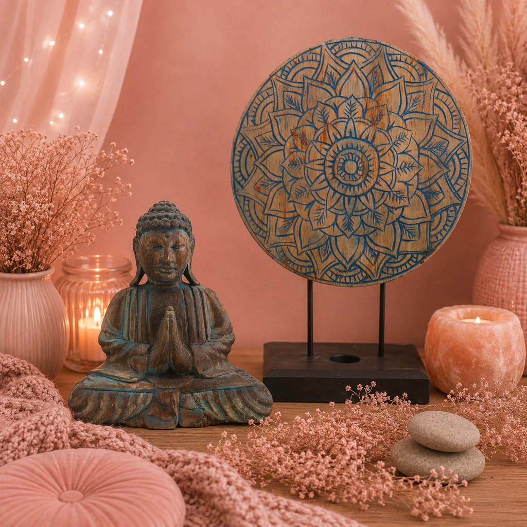 Ensemble Bouddha Feng Shui - Mandala - Bleu