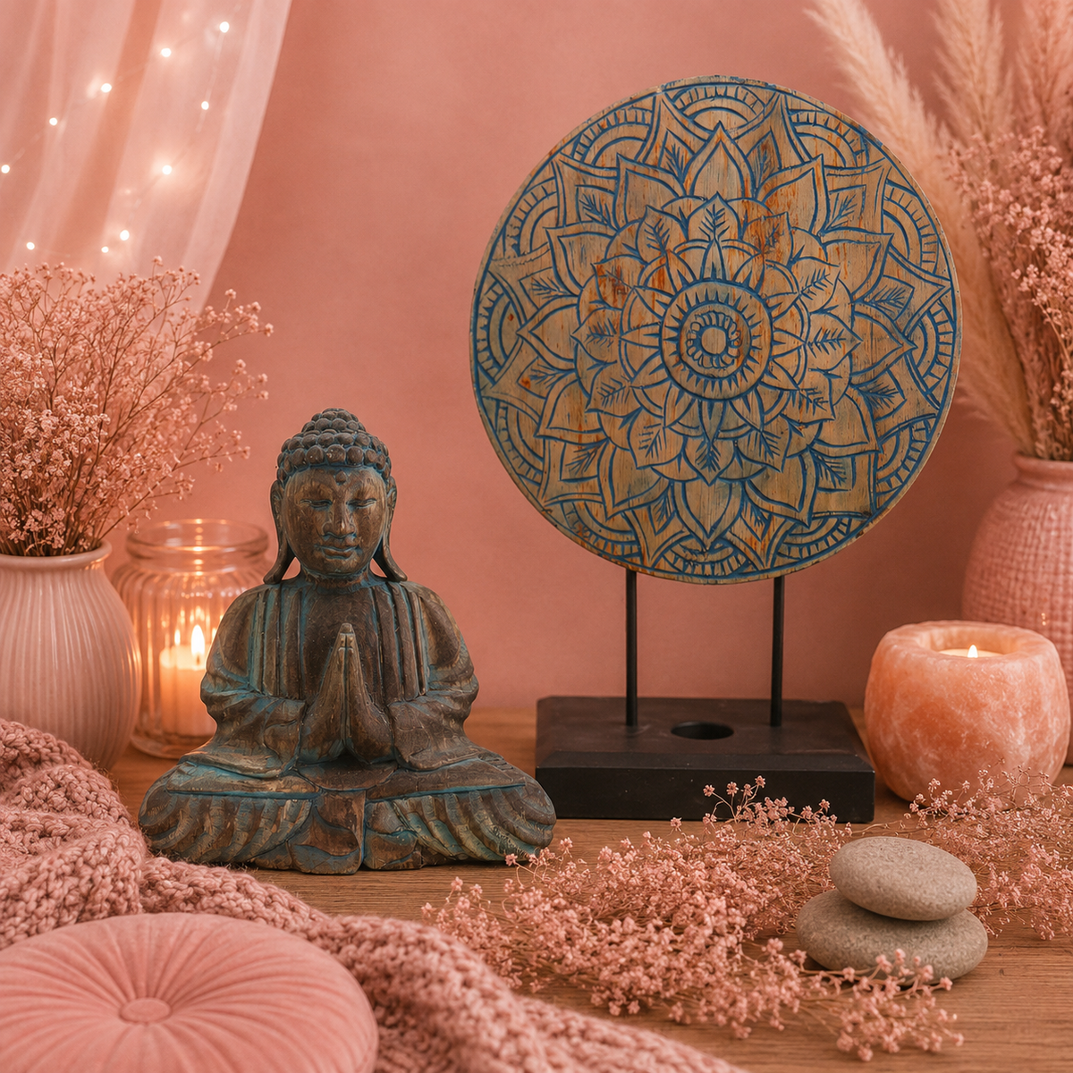 Ensemble Bouddha Feng Shui - Mandala - Bleu