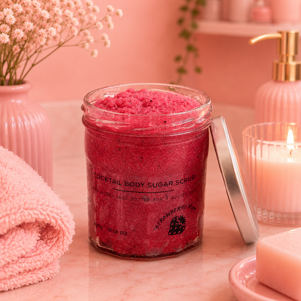 Gommage corporel au sucre parfumé - RHUM FRAISE - 300 g