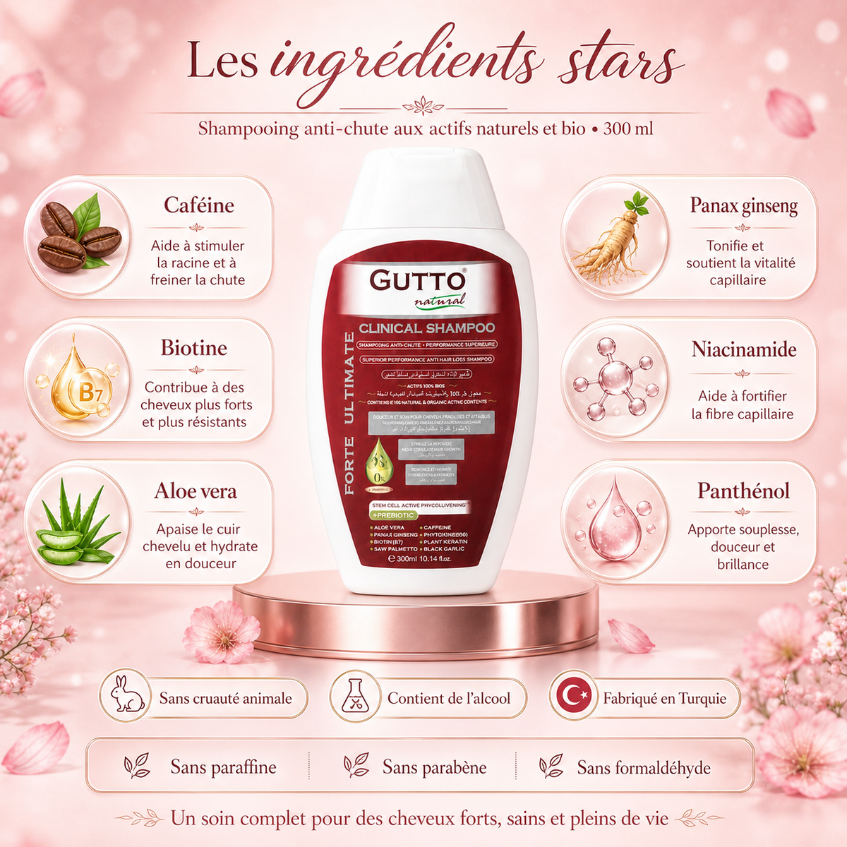 Shampooing anti-chute aux actifs naturels et bio - 300 ml