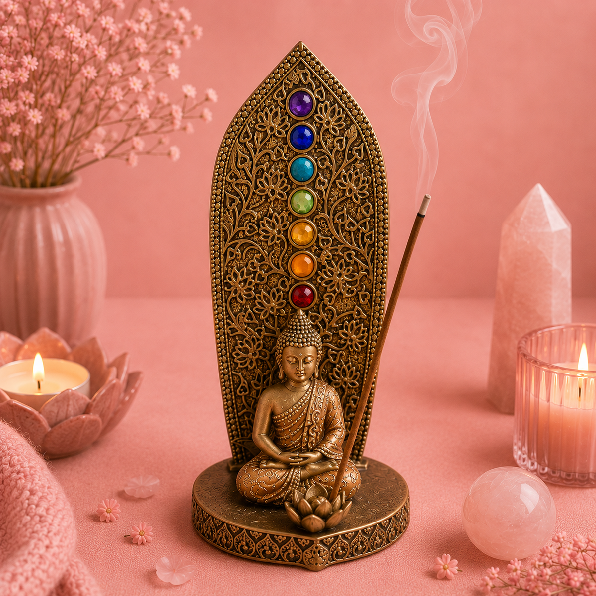 Porte-Encens Bouddha Méditation – Doré ou Argenté