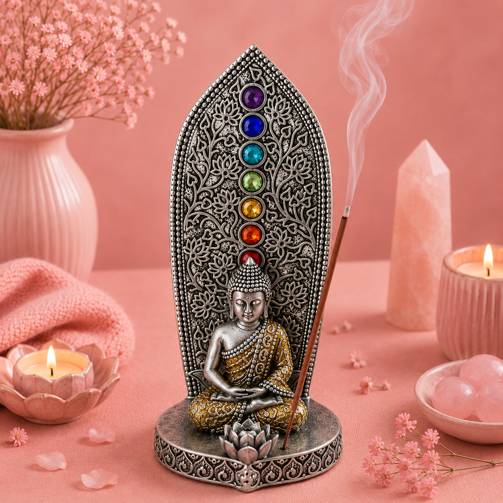 Porte-Encens Bouddha Méditation – Doré ou Argenté