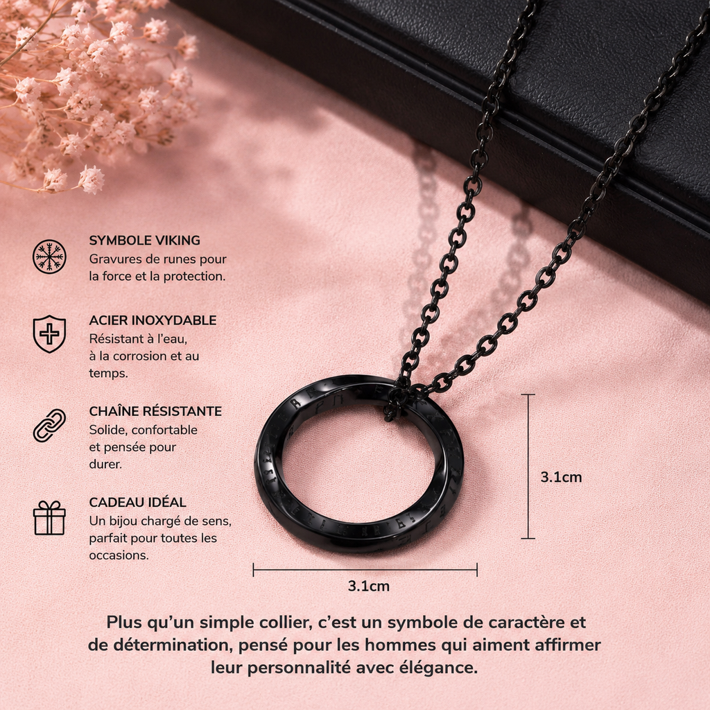 Collier Mobius en acier inoxydable pour homme (plusieurs couleurs)