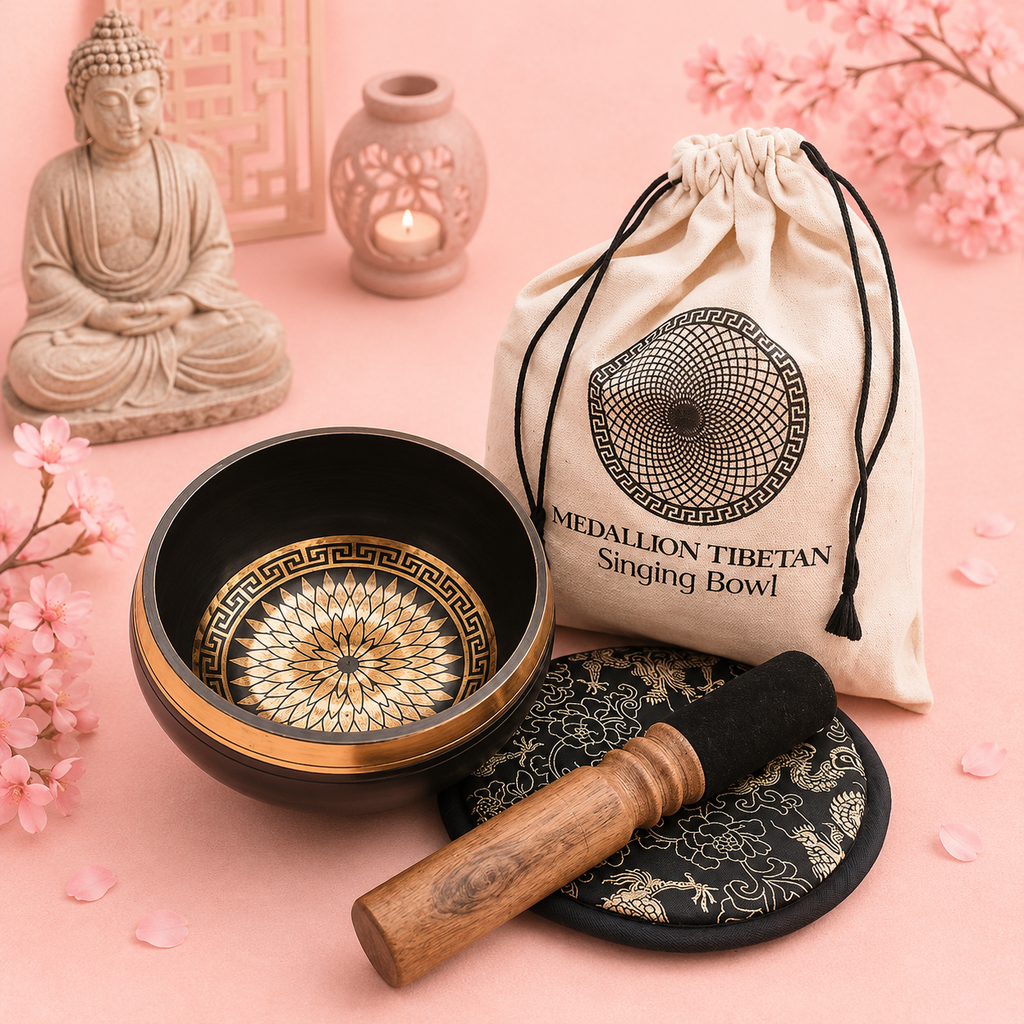 Coffret cadeau bol chantant gravé à la main - 14 cm (plusieurs modèles)