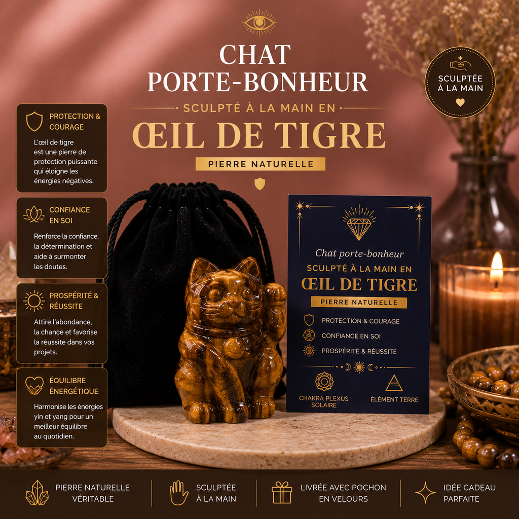 Chat chanceux (maneki neko) en pierres précieuses - 4 variantes
