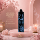 Pointe d'Obsidienne noire - Histoire mystique (environ 60-70 g et 9 cm)