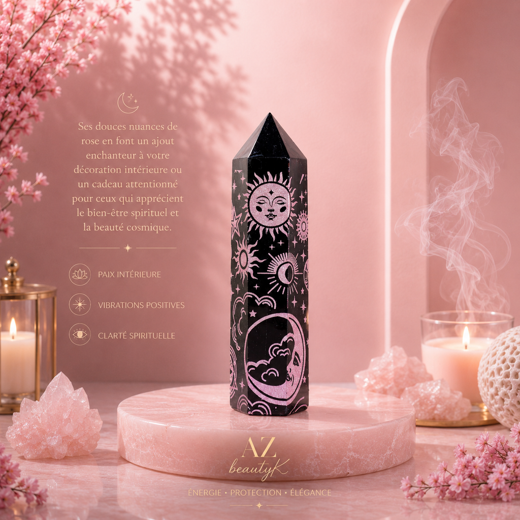 Pointe d'Obsidienne noire - Histoire mystique (environ 60-70 g et 9 cm)