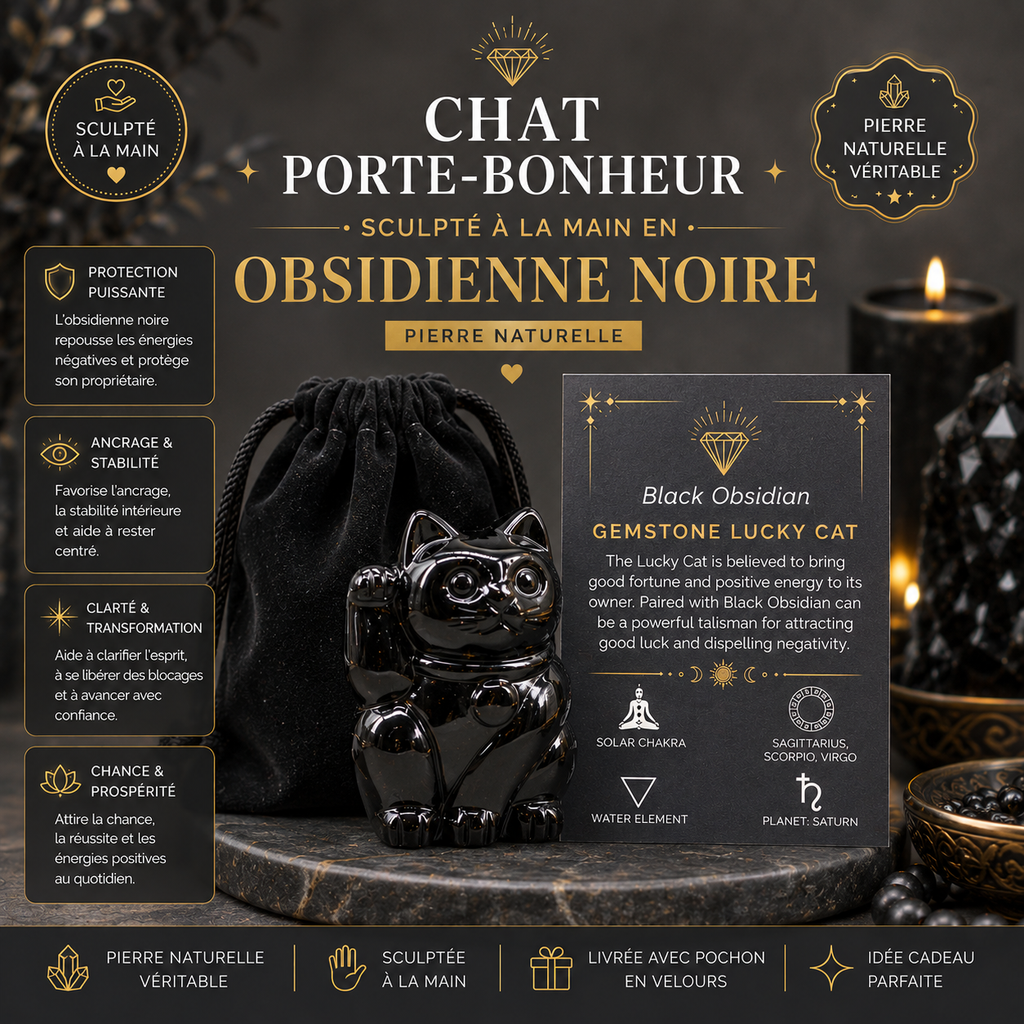 Chat chanceux (maneki neko) en pierres précieuses - 4 variantes