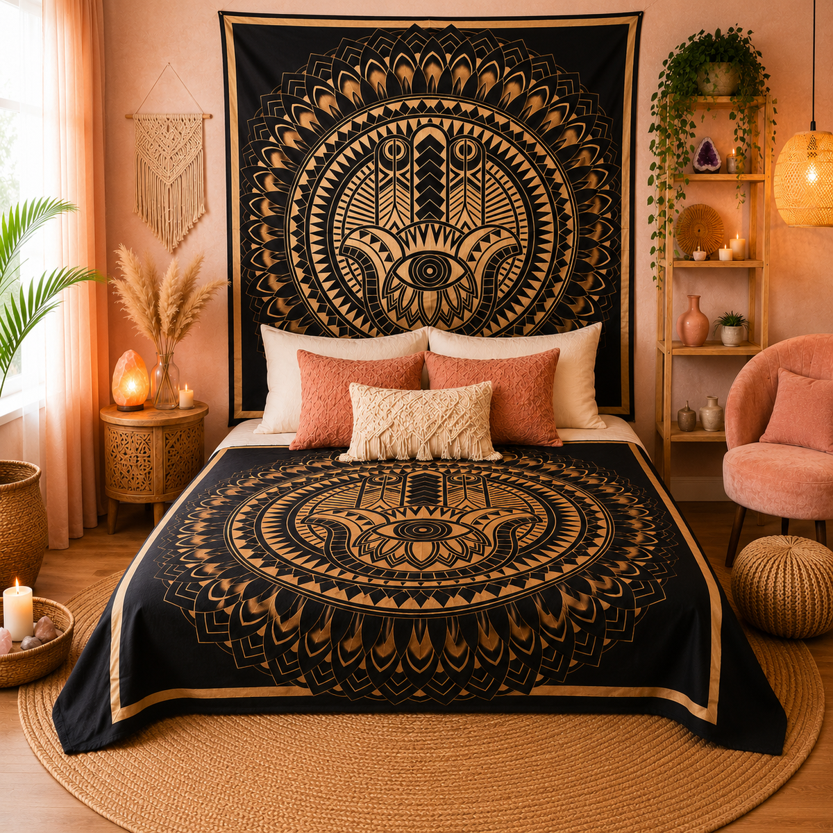 Couvre-lit ou Tenture murale en coton - Main de Fatma - (200x230 cm)