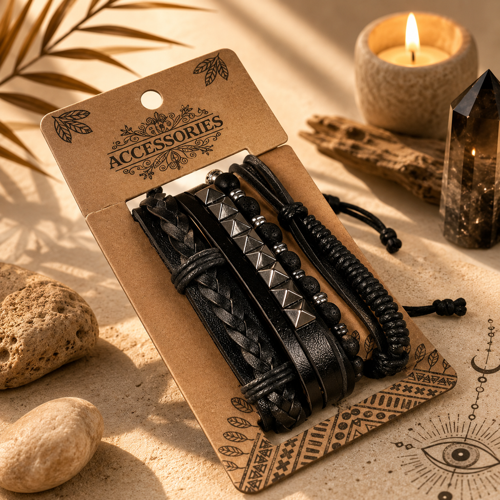 Set de Bracelets pour Homme – Noir