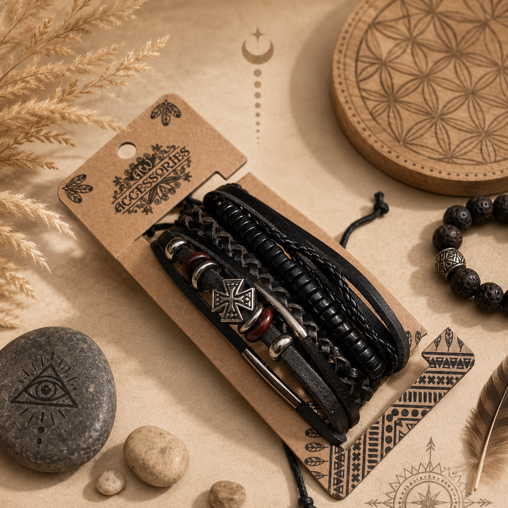 Set de Bracelets pour Homme – Noir