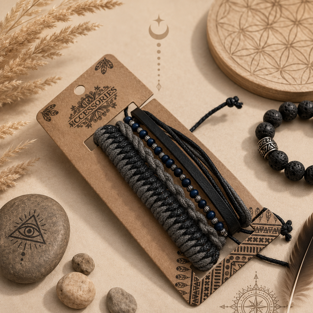 Set de Bracelets pour Homme – Noir