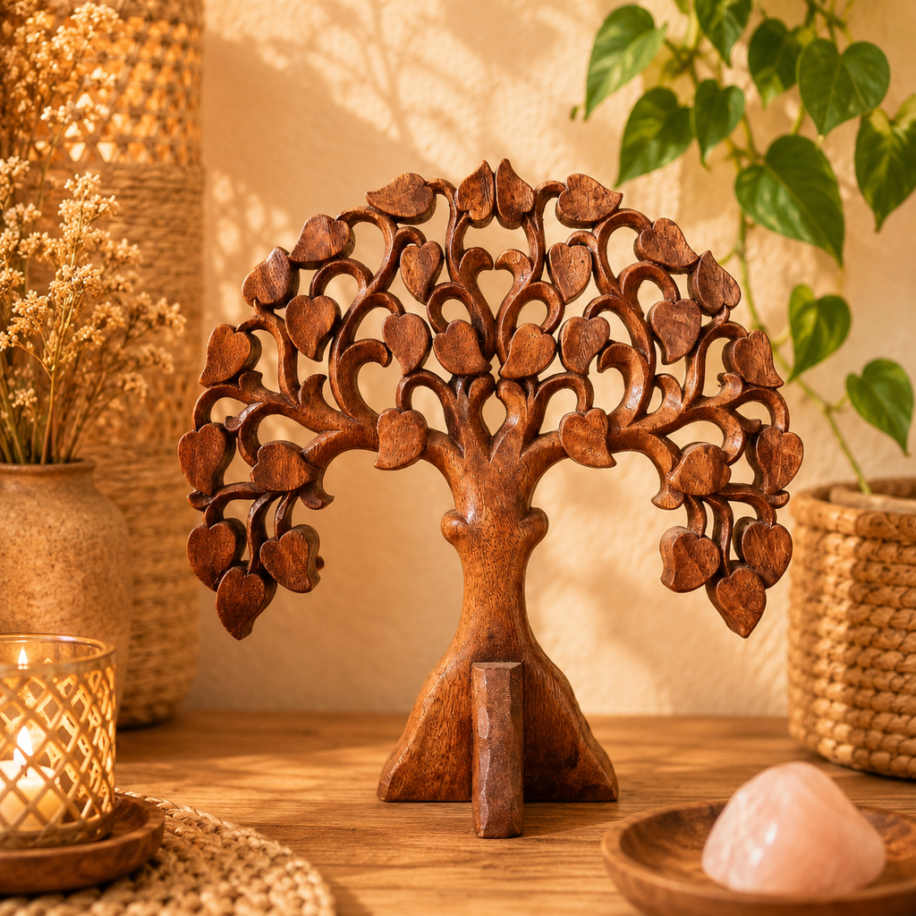 Panneau décoratif en bois sculpté balinais - Ohm - (2 tailles)