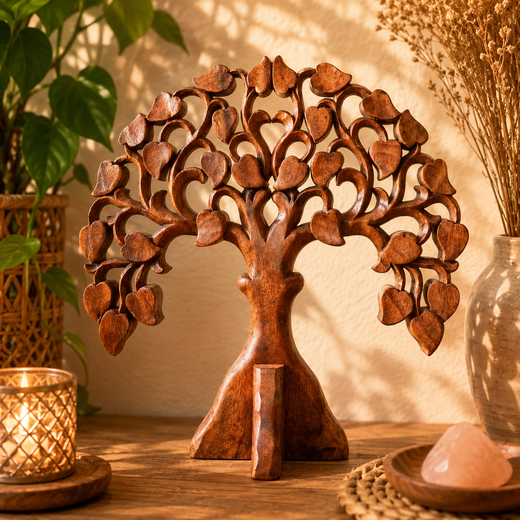 Panneau décoratif en bois sculpté balinais - Ohm - (2 tailles)