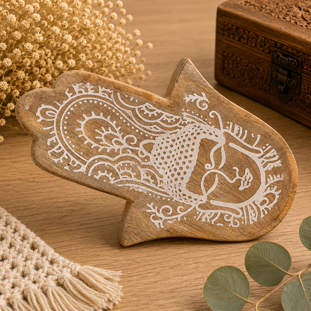Plateau long en bois de manguier - Main de Fatma - 30 x 20,5 x 2,5 cm