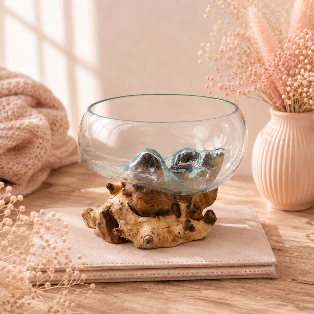 Vase en verre soufflé sur racine (plusieurs variantes)