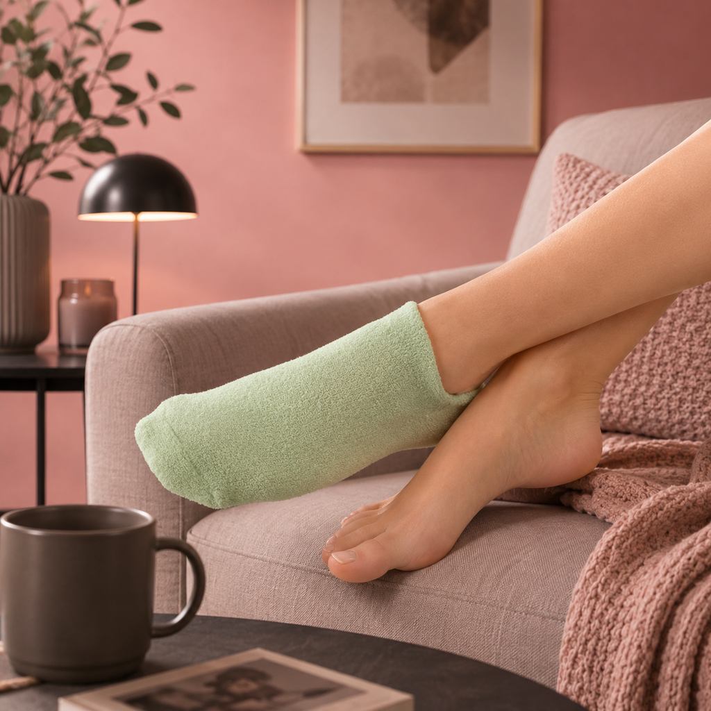Chaussettes SPA adoucissantes - Gel aux huiles de jojoba et d'olive, vitamine E & lavande