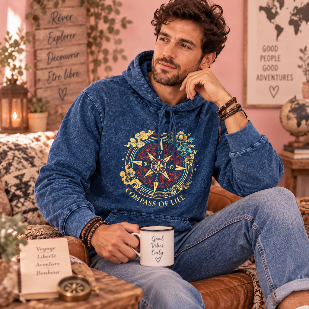 Sweat à Capuche Compass of Life – L'Esprit Libre au Style Bohème (4 tailles)