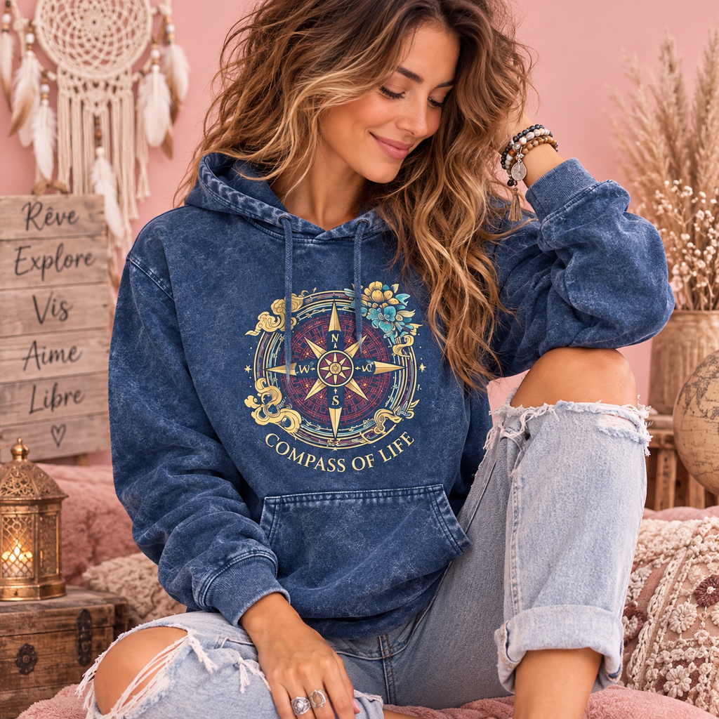 Sweat à Capuche Compass of Life – L'Esprit Libre au Style Bohème (4 tailles)