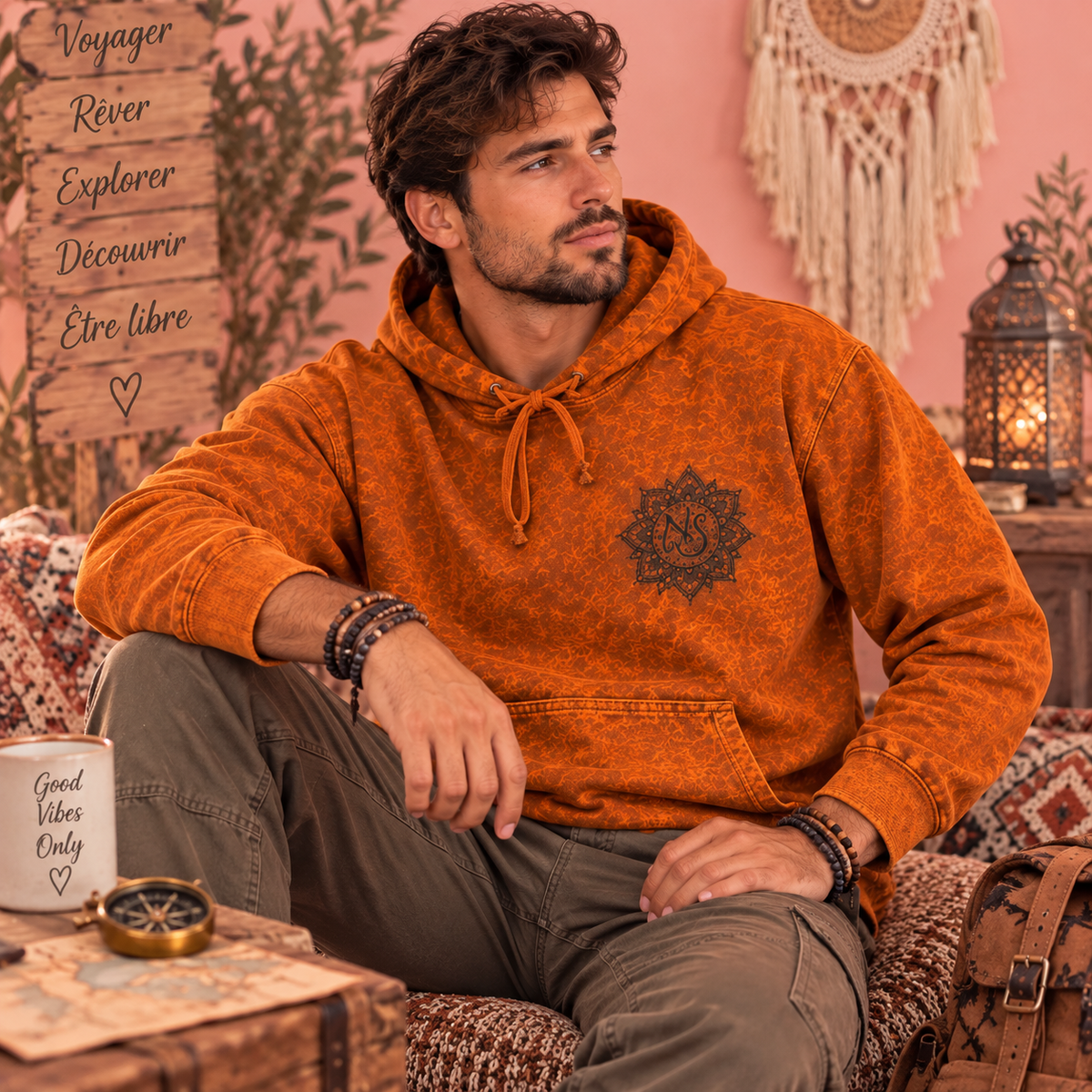 Sweat à Capuche Nomad Sari – L'Esprit Bohème & Nomade (4 tailles)