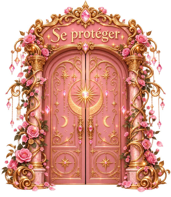 Porte ancienne rose et or : Se protéger